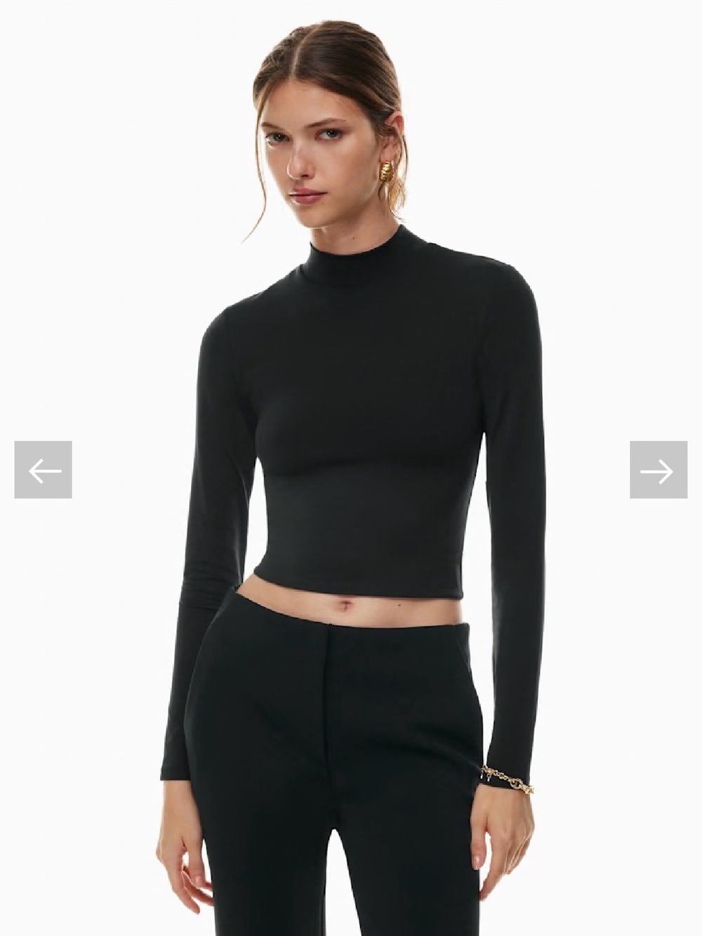 Aritzia Babaton Black Long-Sleeve Mock Neck Crop Top